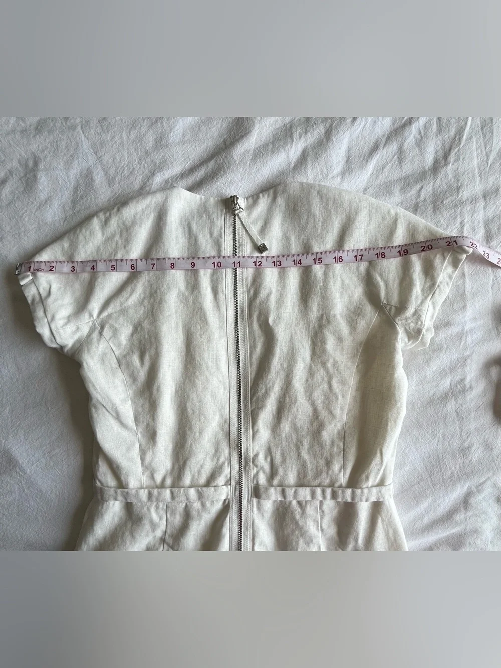 Sandra Angelozzi 100% Linen White Square Neck Dress Fully Lined EU 36 US 6 - Picture 10 of 16